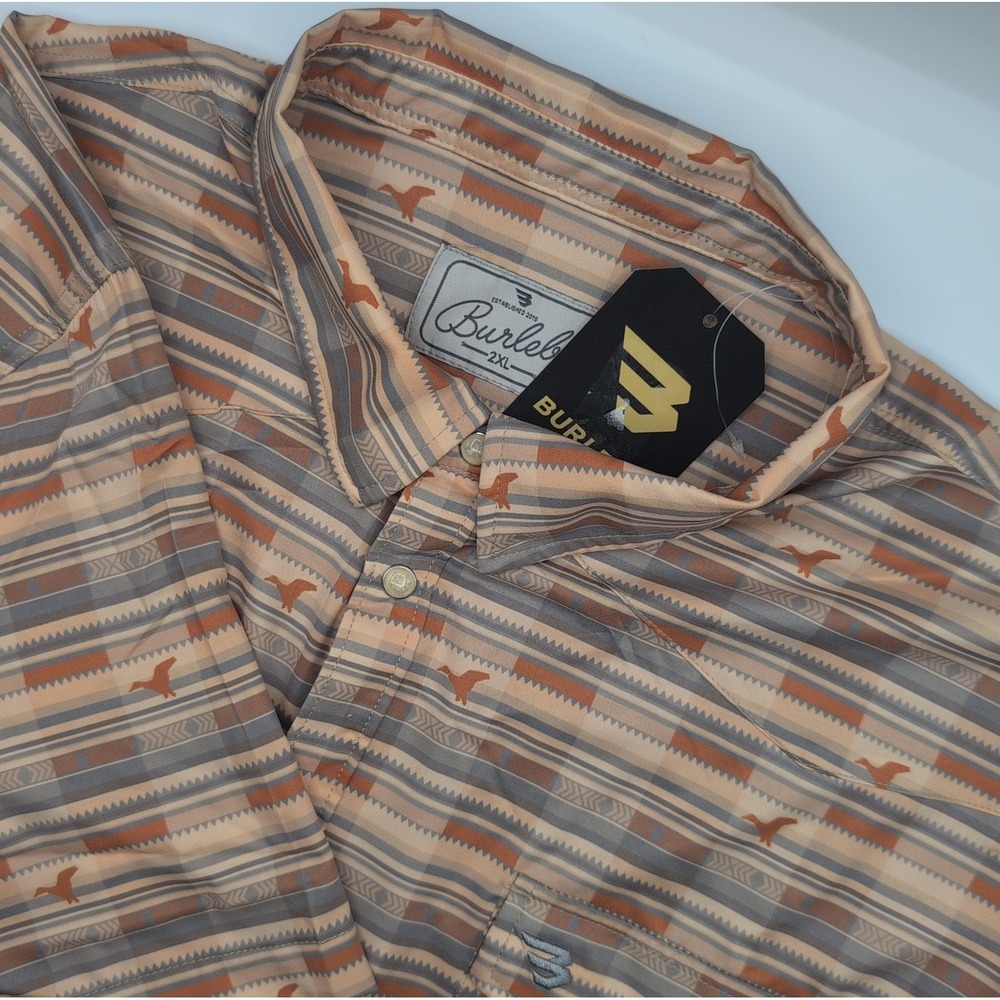 Burlebo Performance Western Shirt Mens XXL Pearl Snap Short Sleeve UPF 50